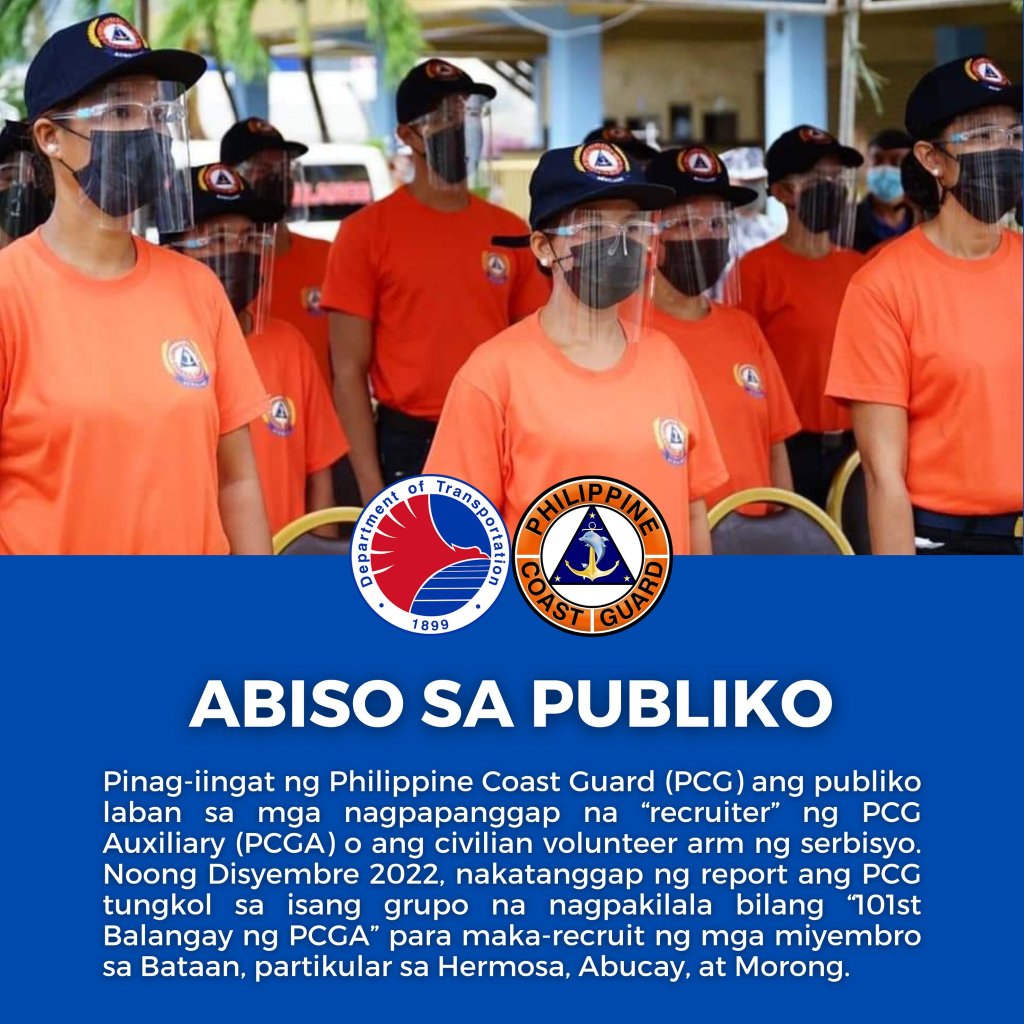 PCG nagpalabas ng abiso sa publiko kontra sa iligal na rekruter ng&nbsp;PCGA