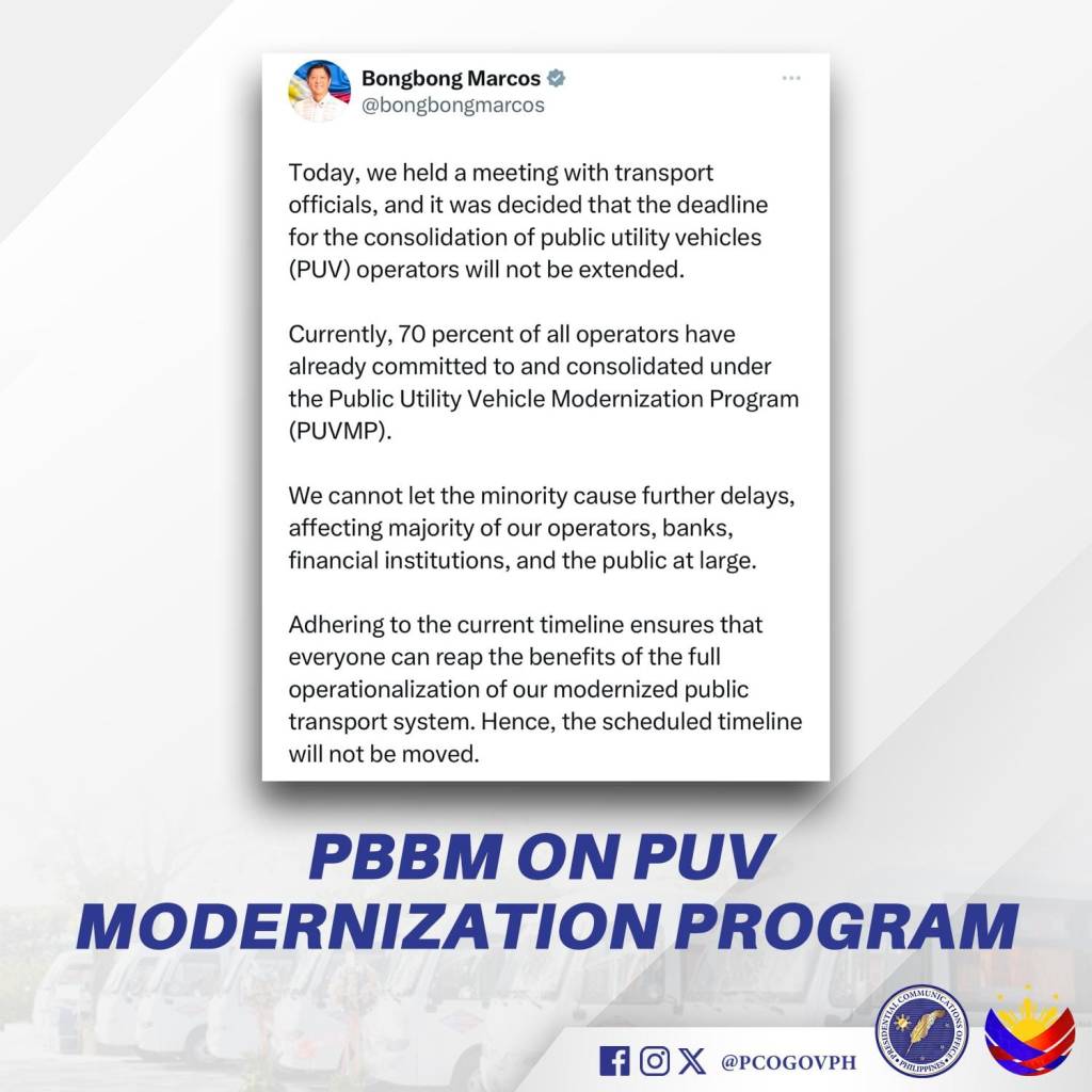 PBBM nanindigan sa PUV Modernization&nbsp;Program