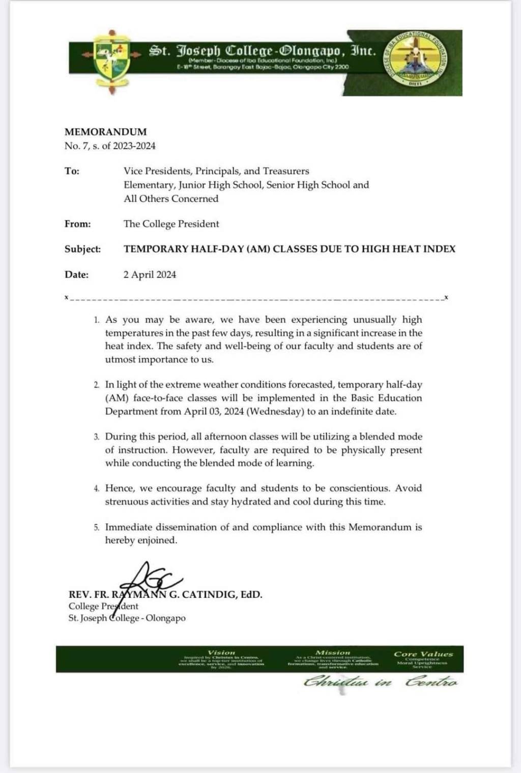 2 Olongapo City private schools suspend afternoon classes due to hot&nbsp;weather