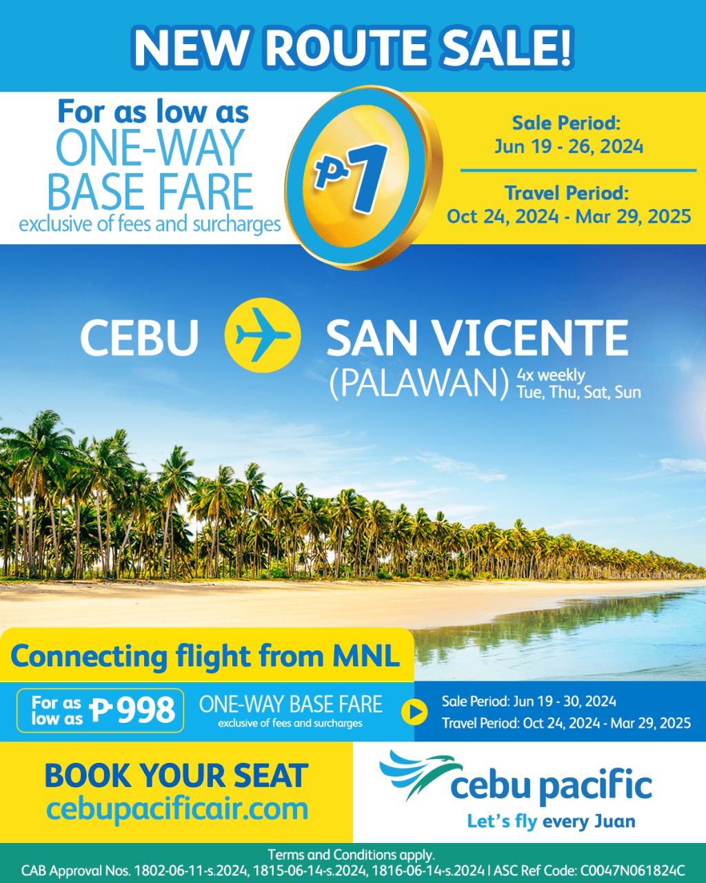 Cebu Pacific Launches Cebu-San Vicente Flights with Seat&nbsp;Sale