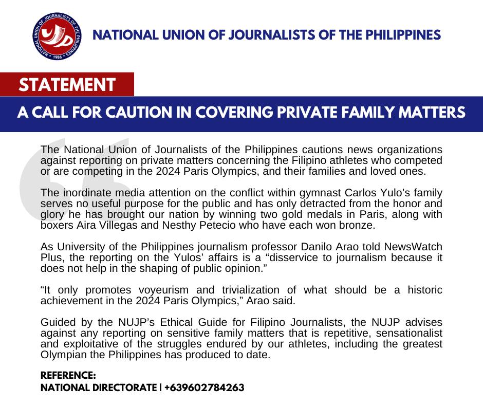 Statement | A call for caution in covering private family&nbsp;matters